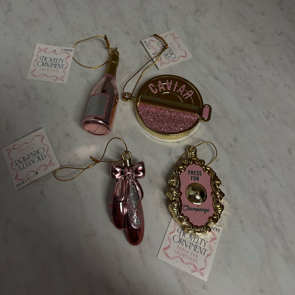 Target Bullseye Christmas Pink Ornament Set of 4